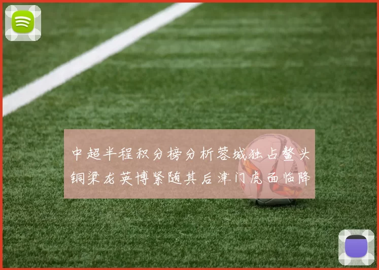 中超半程积分榜分析蓉城独占鳌头铜梁龙英博紧随其后津门虎面临降级危机